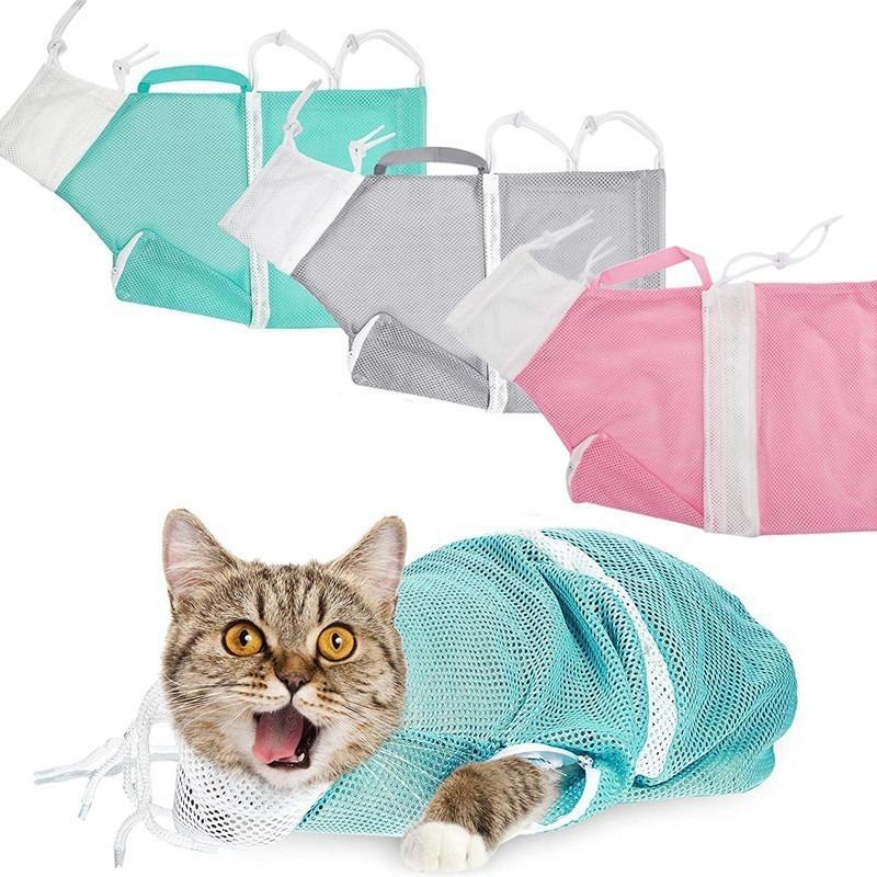 Adjustable Breathable Mesh Eco Friendly Anti Bite Anti Scratch Cat Grooming Restraint Bag for Bathing and Small Animals
