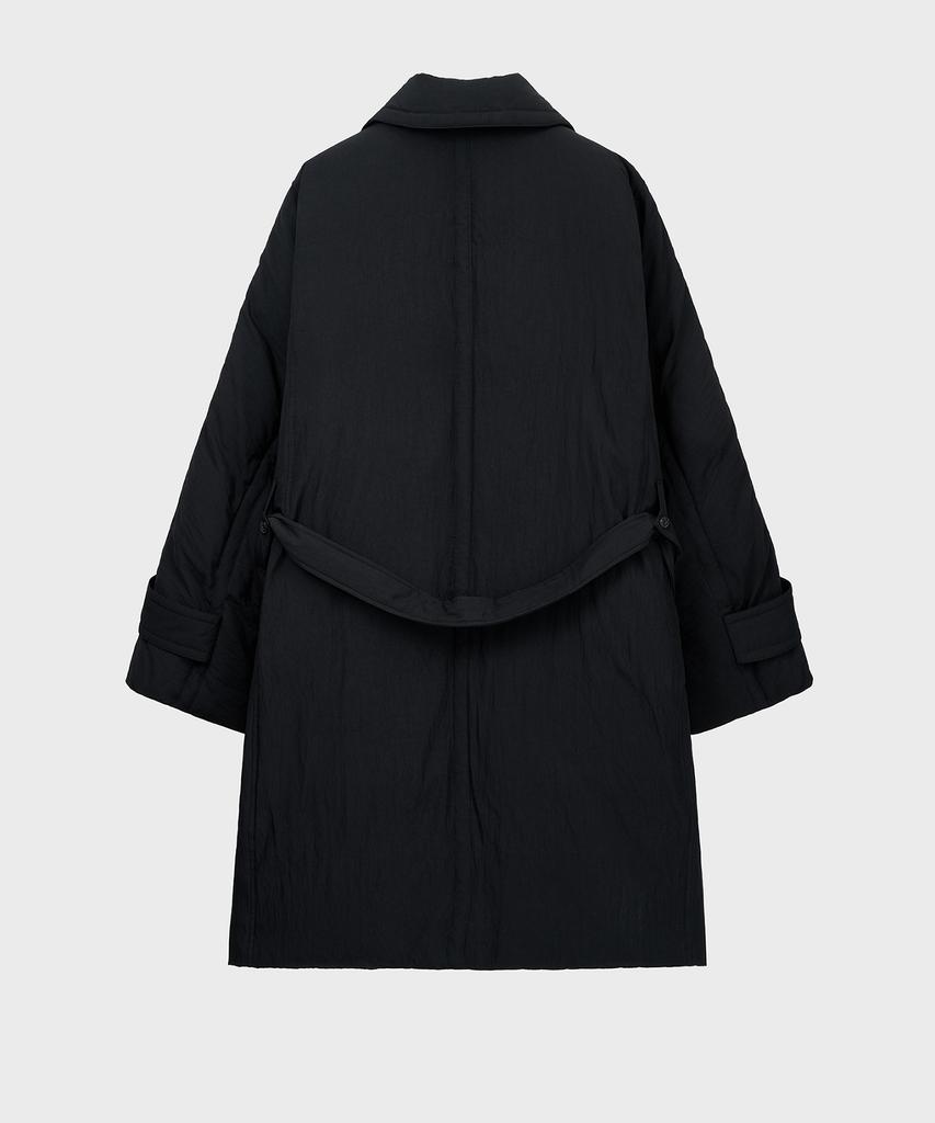 Noirer Padded Wrap Trench Coat (Black)