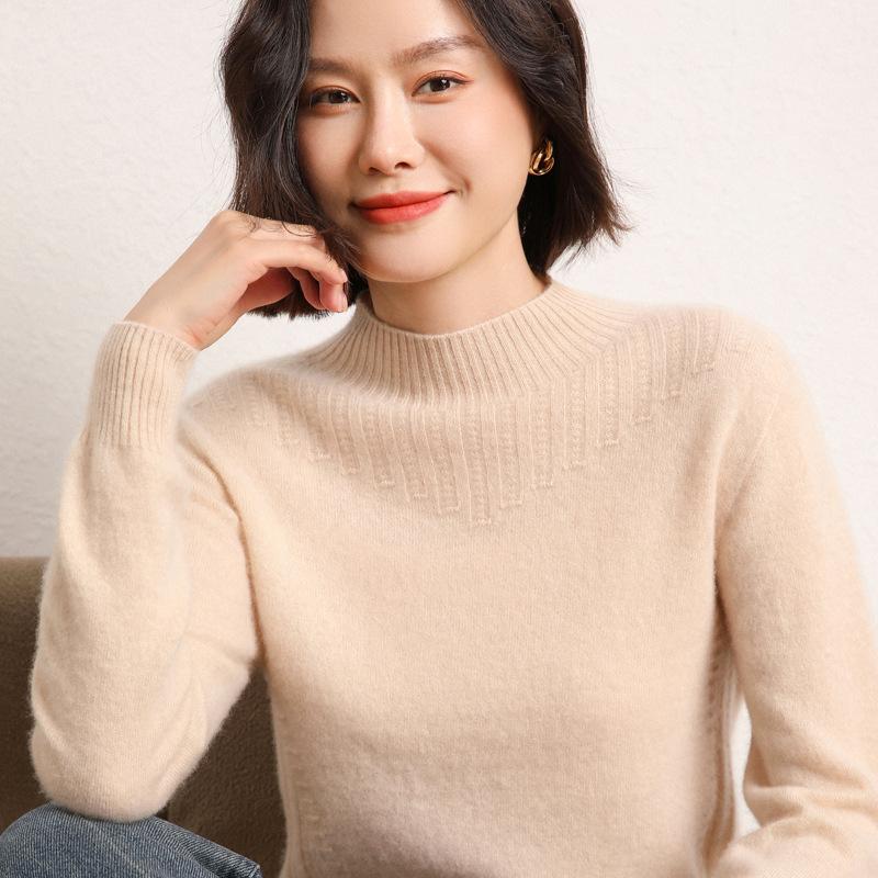 Ready-to-wear Half-turtleneck Cardigan for Women In Autumn and Winter New Cashmere Knitted Base Shirt Fashionable Versatile Pullover Sweater