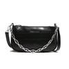 Trendy Small Square Shoulder Bag For Women In Black White Or Silver With Soft Pu Material