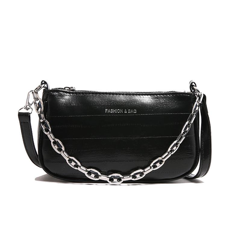 Trendy Small Square Shoulder Bag For Women In Black White Or Silver With Soft Pu Material