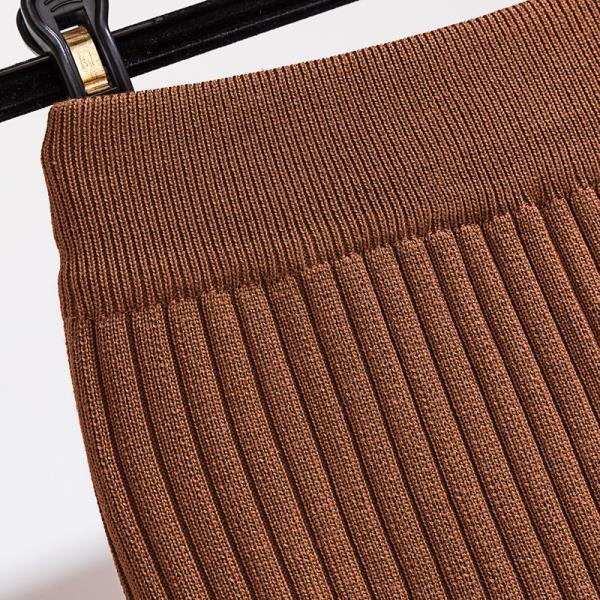 Autumn and Winter Korean Version Slim Fit Versatile Mid Length Knitted Yarn Back Slit Skirt