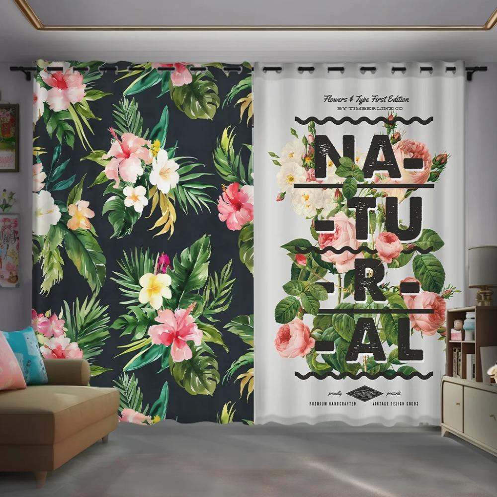 Nordic Tropical Green Plant Banana Leaf Custom Curtain Balcony Bedroom Bay Window Living Room Decor Grommet Top Rod Pocket Hook