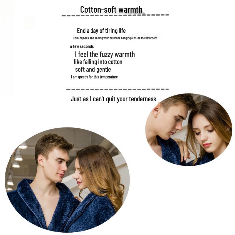 Women's and Men's Thick Flannel Morning Robe for Autumn/Winter Home Wear