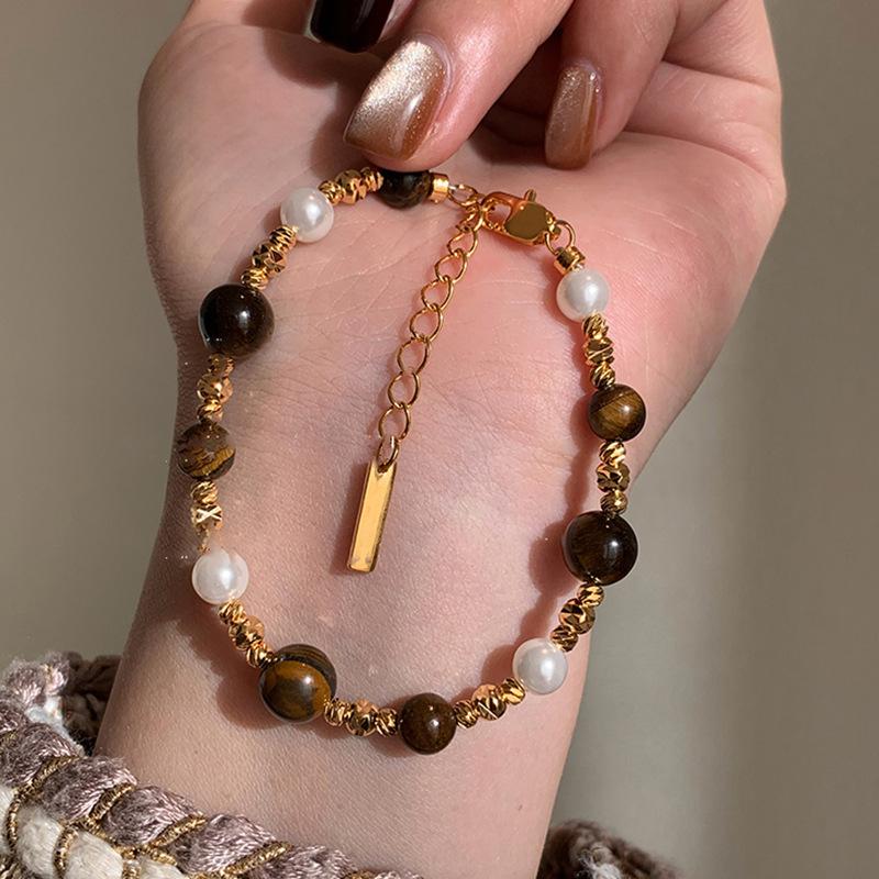 Vintage Natural Stone Beads Bracelet for Women Ethnic Imitation Pearl Beads Wrap Bangle Bracelet & Necklace Jewelry Gifts