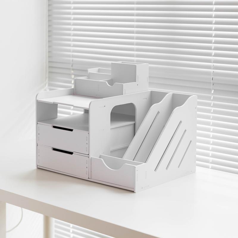 Desktop File Organizer with Storage Boxes and Book Stand