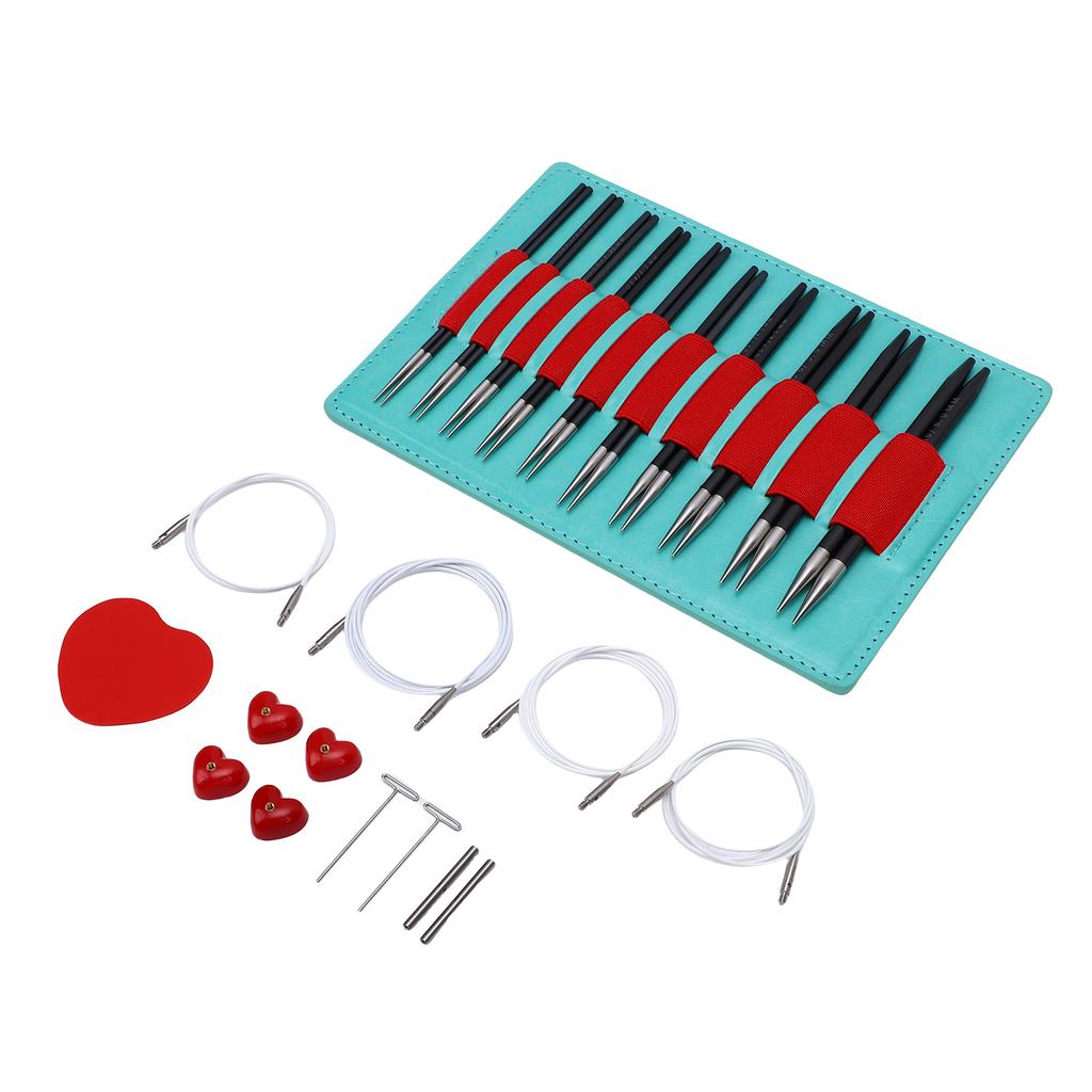 10 Pairs Circular Knitting Needle Set 2.75-6mm 12cm Length Interchangeable Knitting Needle with 40cm 60cm 80cm 100cm Cables