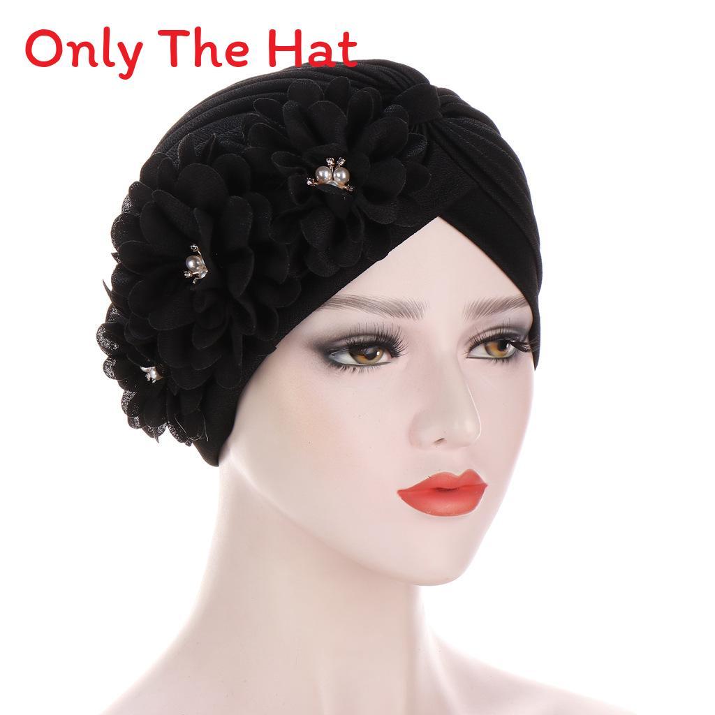 Polyester Headscarf Hat With Floral Embellishments For Fashionable Outdoors
