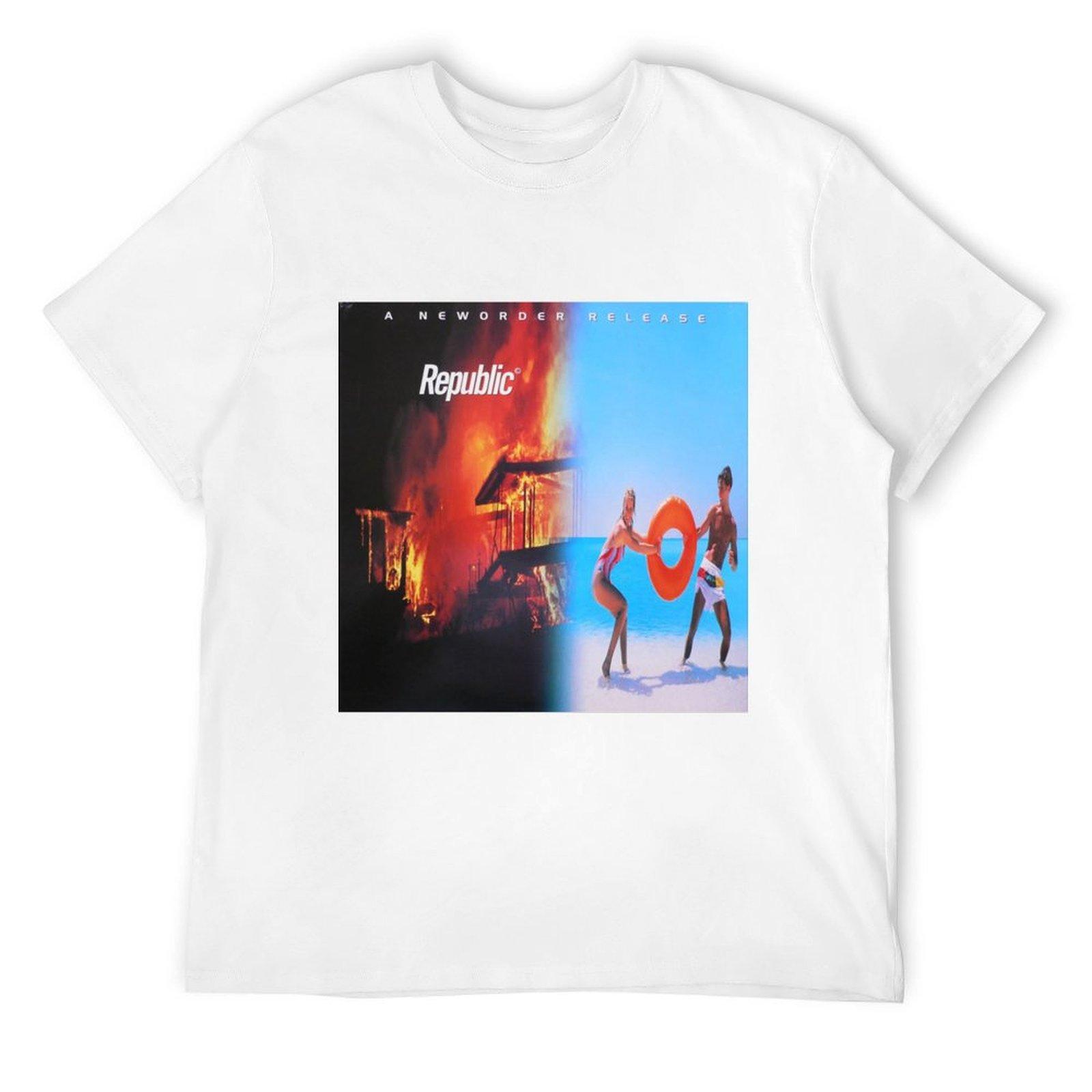 New Order - Republic Album T-Shirt basketball graphic tees Funny t-shirt funny shirt cotton t shirts for men S