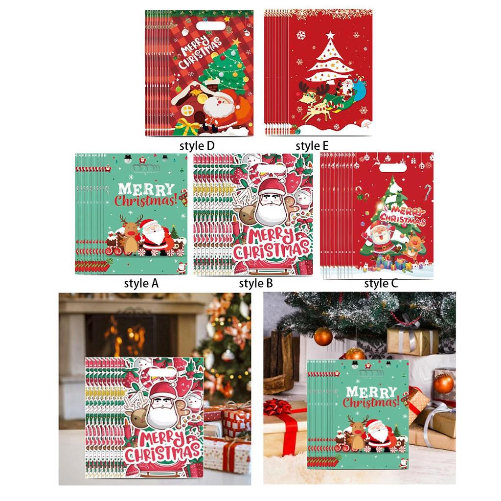 10Pcs Christmas Gift Bag Treat Bag Pouch Handbag for Gifts Wrapping Tote Bag