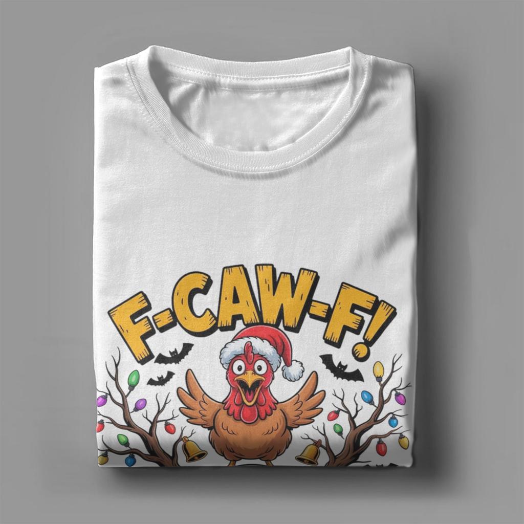 Hipster F-Caw-F Funny Chicken Christmas Skull T-Shirts for Men Crew Neck 100% Cotton T Shirt  Short Sleeve Tee Shirt Clothing