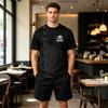Męska koszulka z krótkim rękawem, styl haftu z nadrukiem, koszulka z logo uniformu kuchennego dla personelu kuchennego restauracji, hotelu