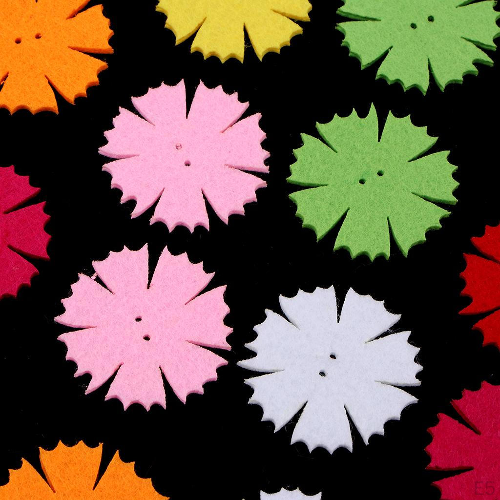 1 Pack DIY Craft Iron Wire Button Felt Rainbow Flower Bouquets Kit, Sewing