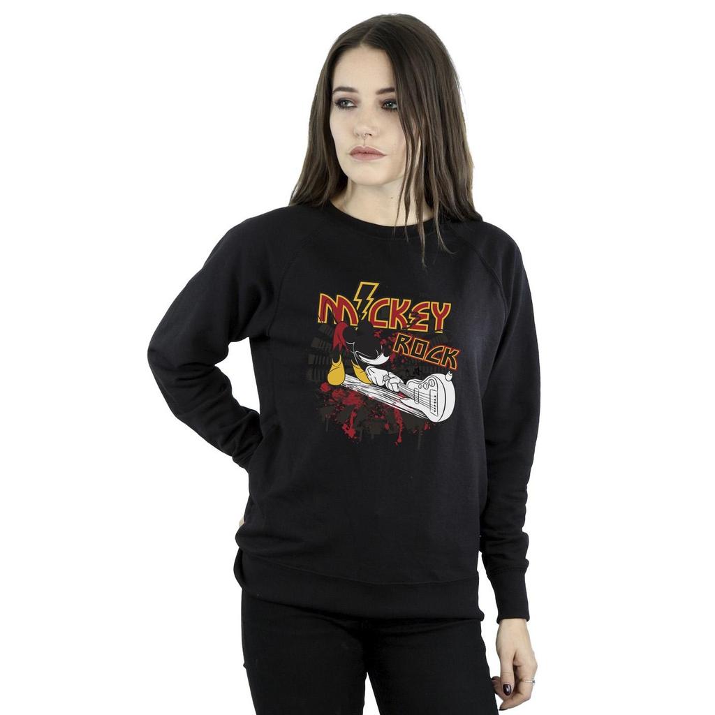 Disney Womens/Ladies Mickey Mouse Smash Guitar Rock Sweatshirt