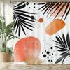 1 szt. czarna, pomarańczowa i biała zasłona prysznicowa z motywem liści, tkanina poliestrowa, można prać w pralce, odpowiednia do dekoracji łazienki