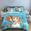 Autumn Cat with Scarf and Leaves Bedding Duvet Cover Set Duvet Cover Pillowcases  (1*Duvet Cover 2*Pillowcases, Without Duvet Insert)