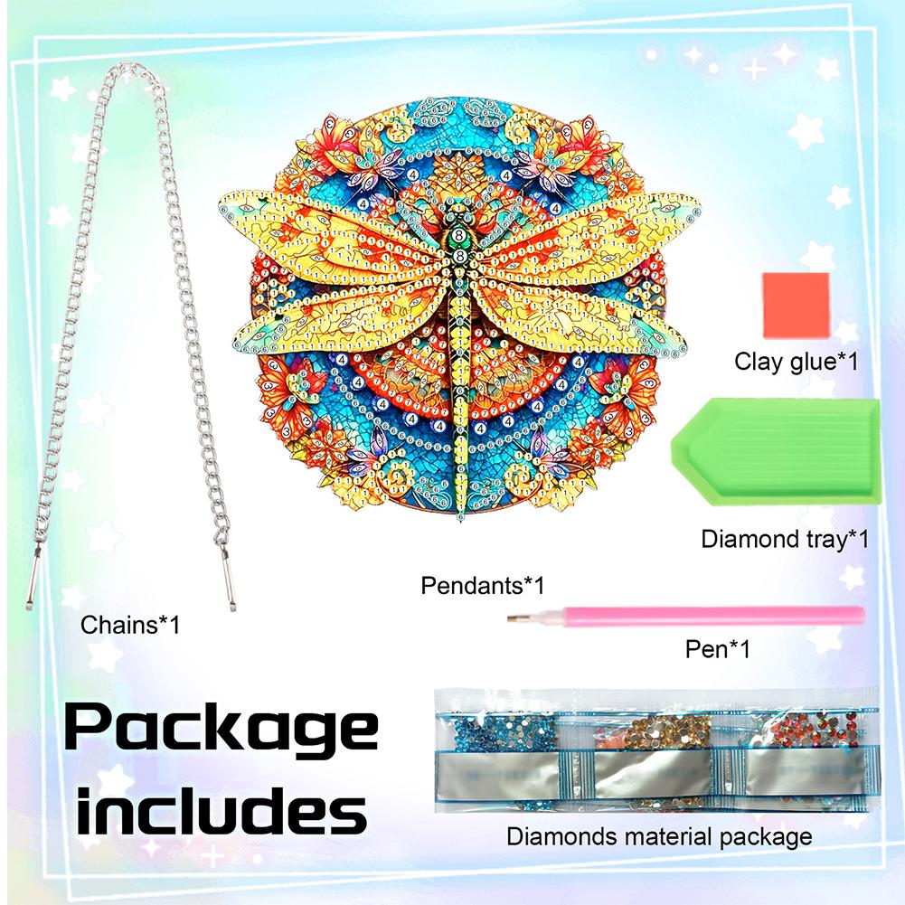 Acrylic Diamond Art Hanging Pendant Dragonfly Butterfly Single-Sided Diamond Painting Hanging Pendant Tree Crystal Hanging Decor