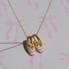 Romance Pink Ballet Shoe Necklace with Diamonds Accent for Sweet and Elegant Women's Fashion Accessory