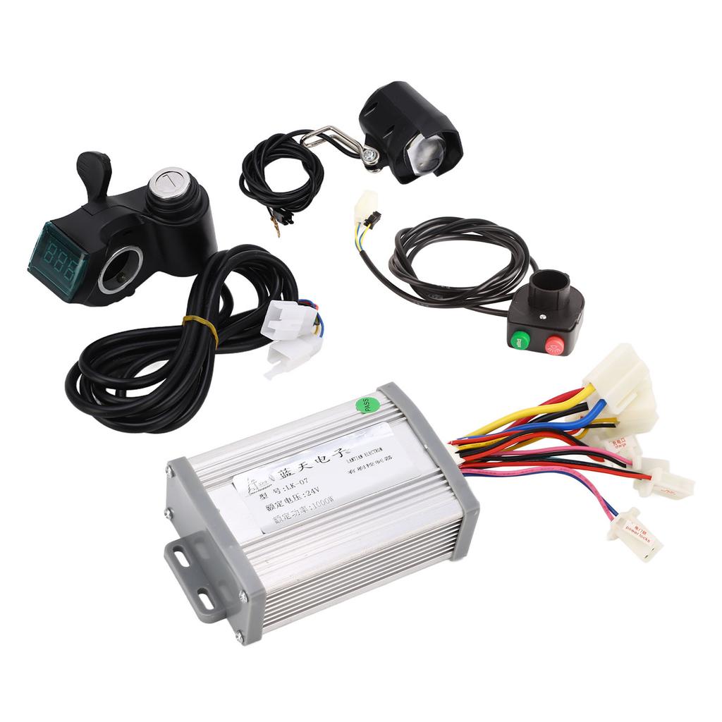 Electric Bicycle Conversion Kit 24V 1000W Brushed Controller Thumb Throttle Switch and Headlamp Kit