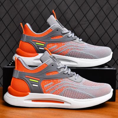 Summer New Lace-up Breathable Men's Shoes Trend Versatile Lightweight Soft-soled Running Shoes Fashion Trend Contrasting Sports Shoes