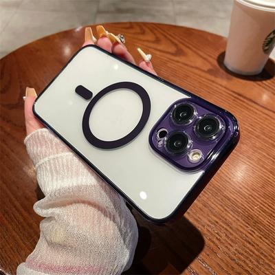 Luxury Transparent Wireless Charging Magnetic Phone Case For iPhone 11 12 13 14 15 Pro Max Plus Magsafe Clear Bumper Cover