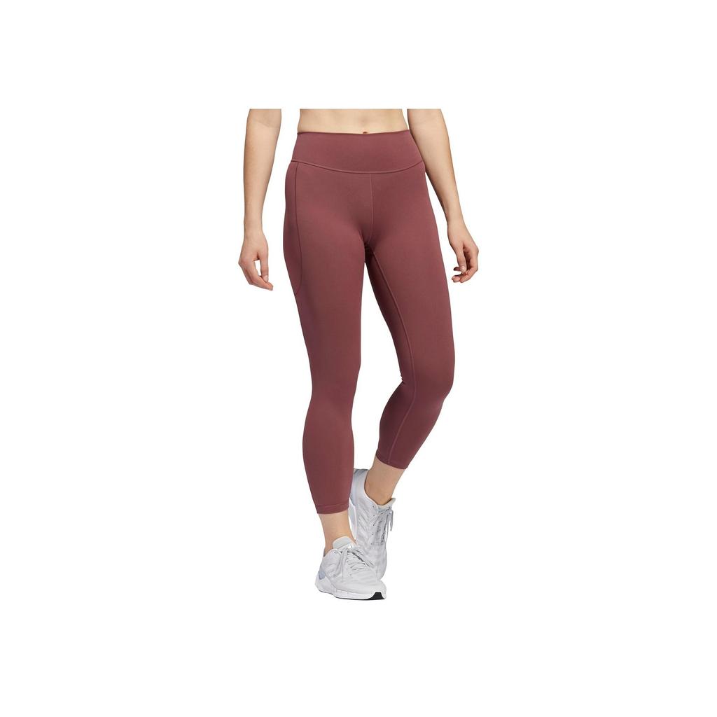 Adidas Solid Color High Waist Slim Fit Yoga Pants Women Bottoms Dark-Red HD4429