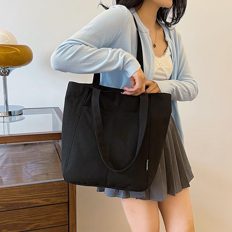 Stylish New Spring Japanese Canvas Casual Shoulder Tote Bag For Women With Spacious Design