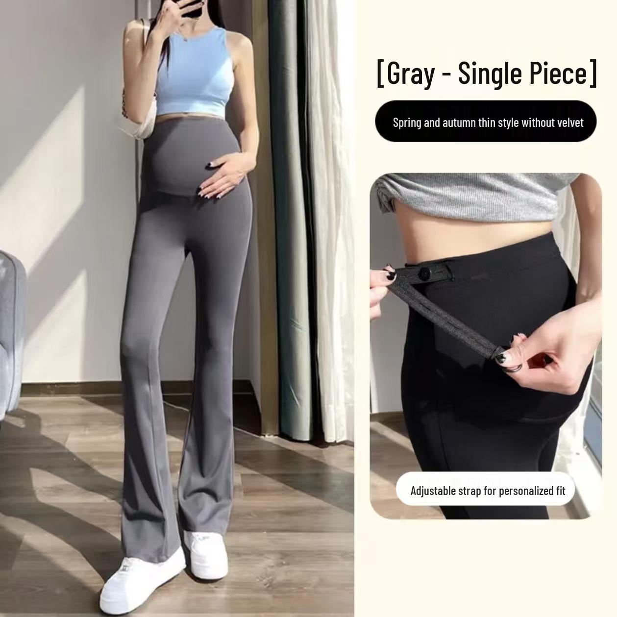 

Spring & Autumn Maternity Flare Pants: Velvet, Thickened, Belly Support, Plus Size, Petite, Slimming Base Layer Pants L [110-135 lbs]