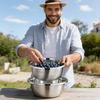 Stainless Steel Strainer Bowl Multipurpose Draining Basin With Grater Food Drainer Mixing Bowl Set For Meal Prep Salad Making