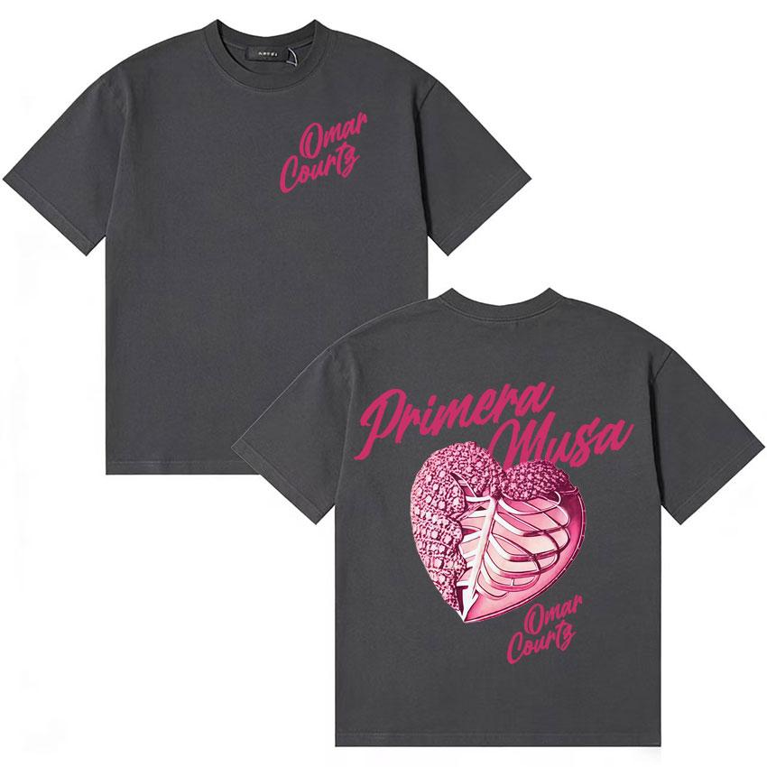 Rapper Omar Courtz Erste Muse Herz Grafiken Oberteile Unisex Damen Ästhetisches Gemütliches T-Shirt Übergroß Jugendliche Kurzarm-T-Shirt