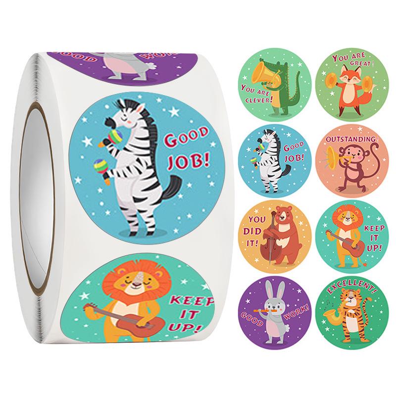 500 Cute Cartoon Reward Stickers Roll: Fun Encouragement & Praise for Kindergarten