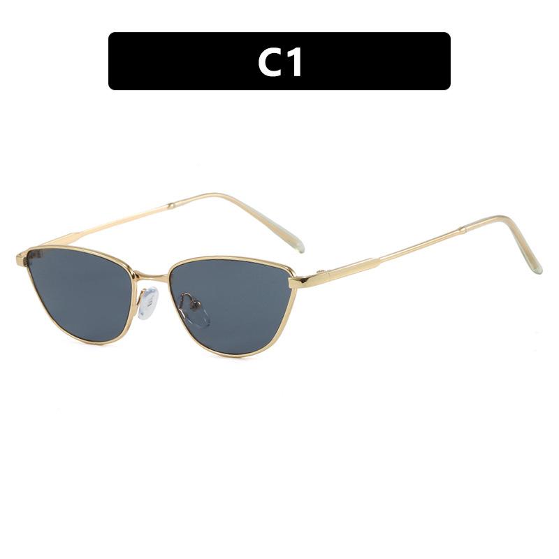 Vintage Small Frame Cat Eye Sunglasses Women Metal Frame Fashion Streetwear Eyewear as shown in the picture