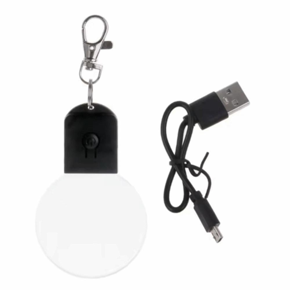 Square Night Light Keychain Round Portable Light Gift LED Keychain for 55MAH Christmas Decor чёрный