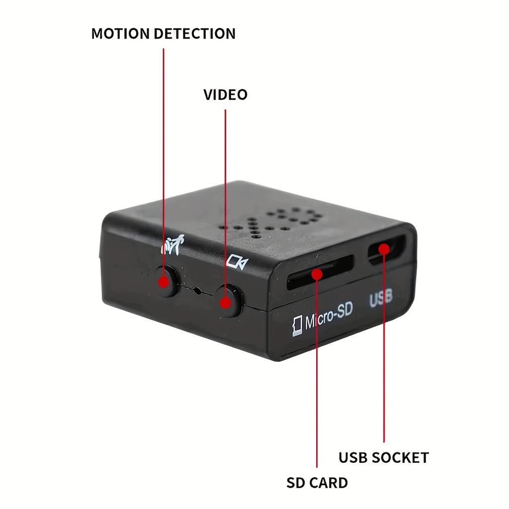 Cámara Portátil Mini con Batería Incorporada, Visión Nocturna, Detección de Movimiento, Monitorización de Voz, 720P HD, Carga USB, Material ABS, Voltaje de Operación ≤36V