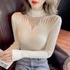 2024 Autumn/Winter Slim-Fit Knitted Pullover - Openwork Design Long Sleeve Base Layer Sweater