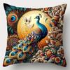 4-piece Peacock-themed Decorative Pillowcase Set, Single-sided Print, Zipper Closure, Bedroom, Office, Car, and Home Decoration