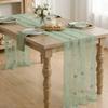 Romantic Tulle Table Runner 3D Gauze Tablecloth Flower Pearl Table Runner Wedding Decor
