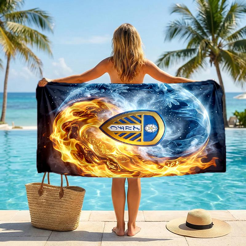 Asciugamano da Spiaggia Leeds United Football Morbido Microfibra Asciugamano Estivo Asciugatura Rapida Assorbente per Spiaggia Piscina Viaggio