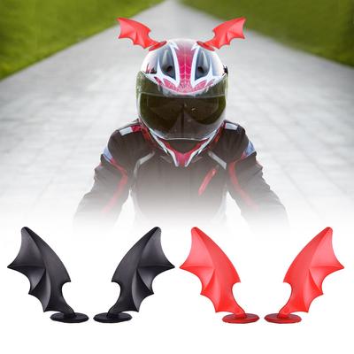 2 Pièces Décoration Casque Moto Cornes de Diable en Caoutchouc avec Ailes avec Ventouses Décor Casque pour Accessoires Casques de Moto