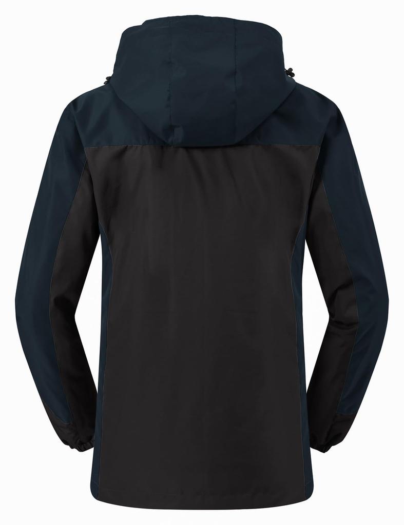 Gopune Women's Outdoor Jacket, Fleece-Lined 3-in-1 Mountain Parka, Windbreaker Hiking Coat, Detachable Liner, Spring Autumn Winter, Black L