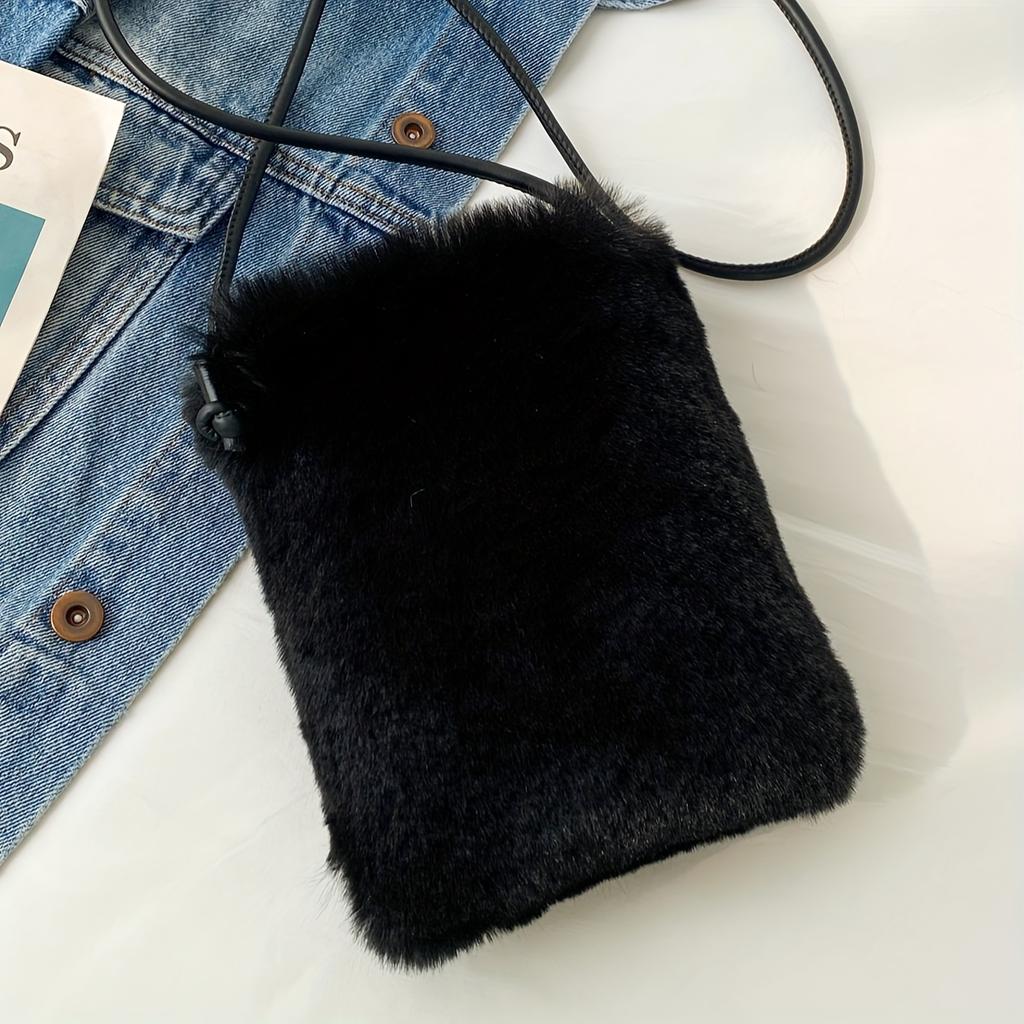 Chic Solid Color Plush Crossbody Bag Soft Foldable & Detachable Strap Perfect for Women's Shopping & Casual Holiday Parties Ideal Christmas Gift