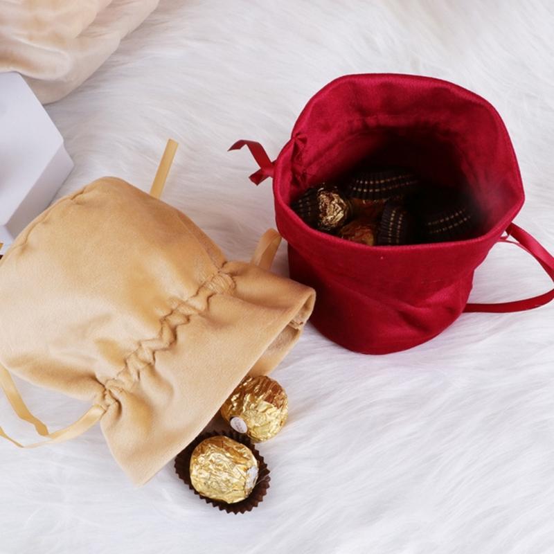 10Pcs Velvety Cloth Drawstring Bag Wedding Gift Wrapping Pouches Birthday Party Treat Bag For Candy Chocolate Jewelry