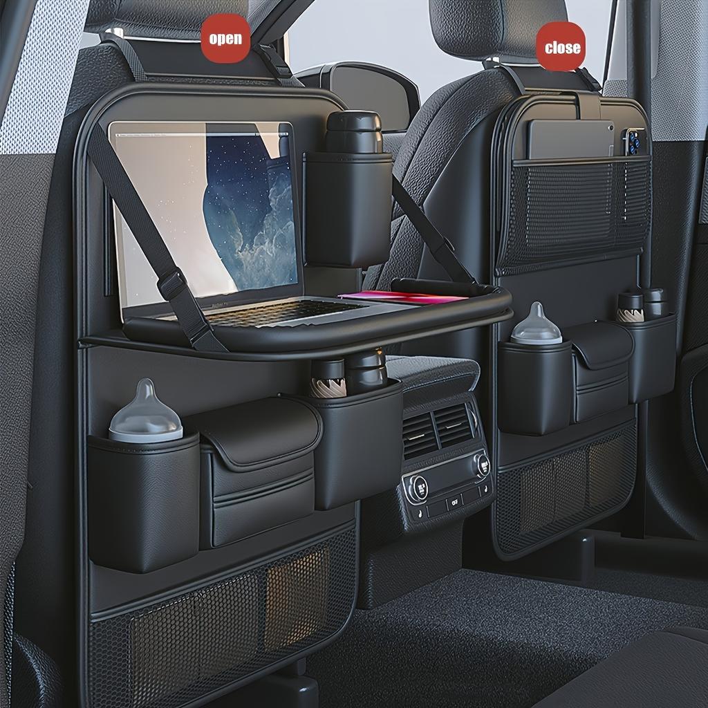Car Seat Back Organizer Leatherette Back Seat Storage Bag Organizer Multi Pockets AntiKick Mats Car Acceccessories, Backseat Organizer, Compact Design