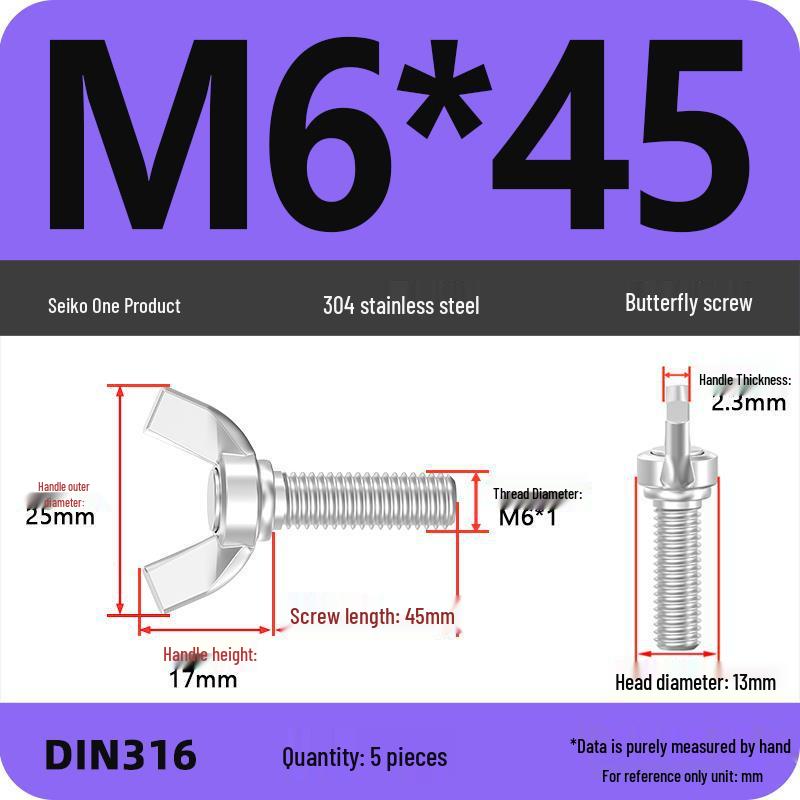 304 Stainless Steel Hand-Tightening Butterfly Weld Screws - Ram Horn M4 M5 M6 M8
