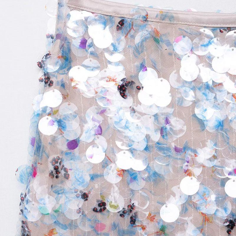 Kaslead New Women Clothes Western Style Fashion Beads Decoration Knitted Mini Skirt 3920221