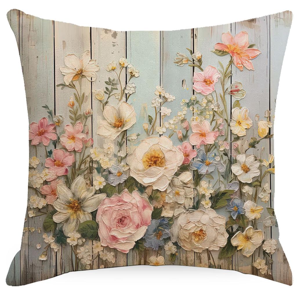 New Retro Floral Pillowcase Creative Oil Painting Engraving Style Print Home Sofa Cushion Pillowcase