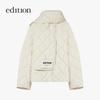 Edition Women's Diamond Quilted Goose Down Jacket with Detachable Scarf Collar