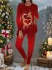 Euro-American Fashion 3D Love Printed Women's  Four-season Long-sleeved T-shirt + Long Pants Two-piece Set. Perfect Gift for New Year & Christmas
