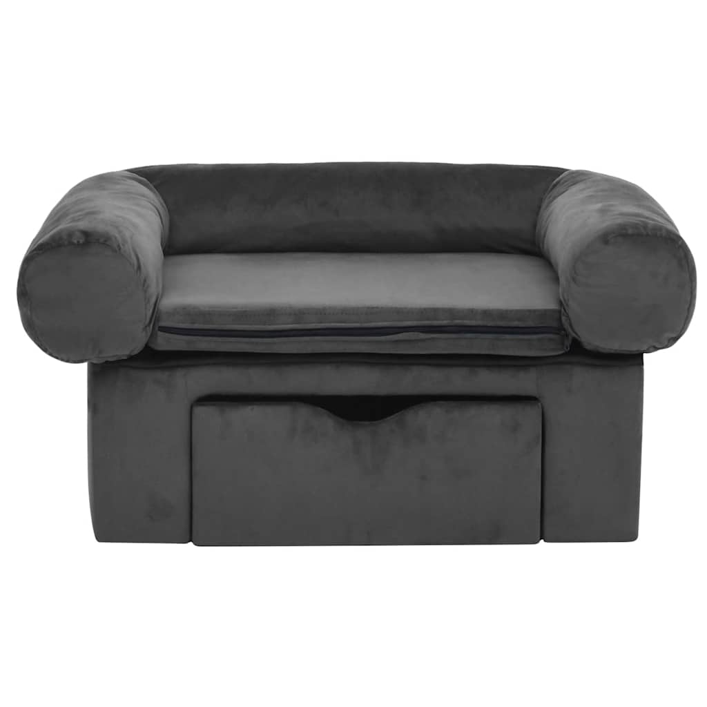 Vidaxl Dog Sofa, With Drawer, Dark Gray, 75X50X38 Cm, Plush