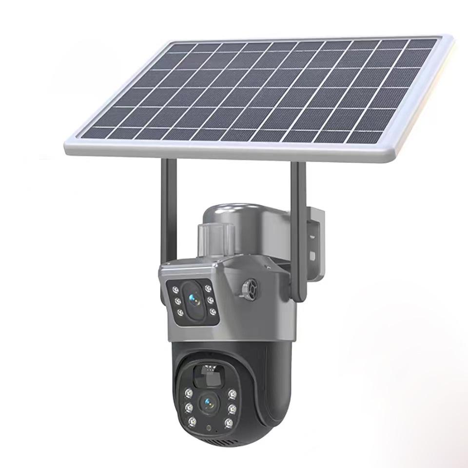 V380 Dual Lens Solar-Powered 4G Wireless Night Vision Security Camera with Low Power Consumption